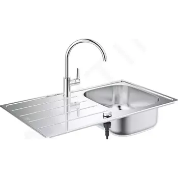 Granitový dřez Grohe Dřezy Set dřezu K200 a baterie BauEdge, kartáčovaná nerez/chrom, 31562SD1