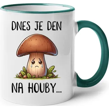 Hrnek Den na houby, Barva Zelená, Velikost 330 ml, Canvas Keramický hrnek s barevným uchem Bezvatriko.cz 2531