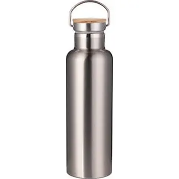 Termoska Termoláhev nerezová 750 ml s bambusovým uzávěrem - stříbrná sublimace termotransfer