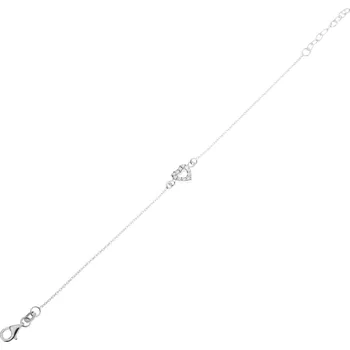 Náramek Stříbrný 925 náramek, jemný řetízek, zirkonový obrys srdce, nastavitelný