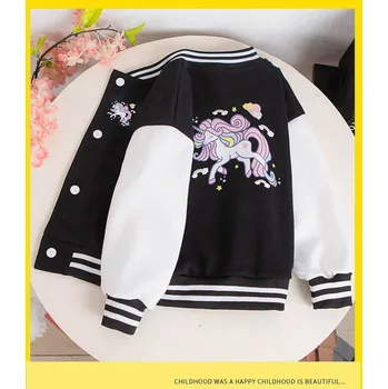 Chlapecký svetr Unicorn (Jednorožci) Dívčí mikina v "baseballovém" střihu s potiskem na motivy Jednorožce Barva: Černá, Velikost: 12 let / 160