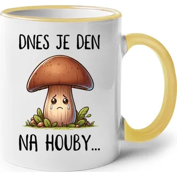 Hrnek Den na houby, Barva Žlutá, Velikost 330 ml, Canvas Keramický hrnek s barevným uchem Bezvatriko.cz 2531