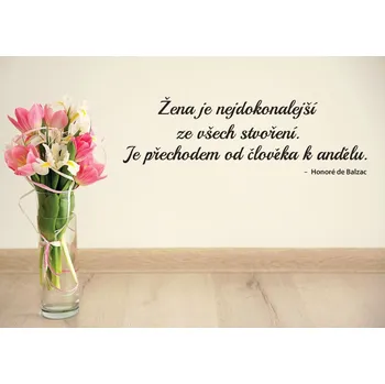 Samolepící dekorace Samolepky na zeď - Citát - Honoré de Balzac - Žena - XS (45 x 15 cm)