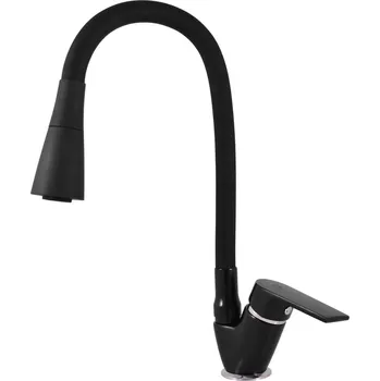 RAV Slezák Vodovodní baterie dřezová s flexibilním ramínkem se sprchou Slezák Rav Colorado, barva černá matná/zlato, rozměr 1/2˝