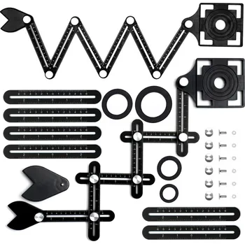 Dílna Sada šablon, šestiramenné pravítko, na vrtání do obkladů, 12 ks, Tagred TA4104