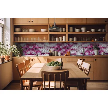 Fototapeta DIMEX | Fototapeta do kuchyně Abstraktní fialová malba KI-420-284 | 420 x 60 cm | fialová, šedá + Samolepicí fototapeta za kuchyňskou linku DIMEX Abstraktní fialová malba v šíři 420 cm