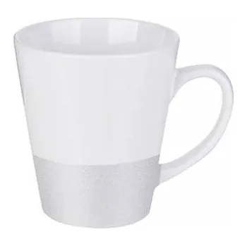 Hrnek Latte bílý se třpytivým proužkem 350 ml A+ - stříbrný sublimace termotransfer