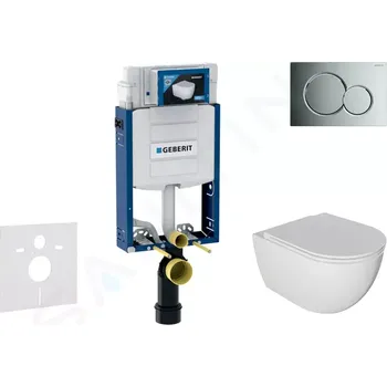 Splachovací tlačítko Geberit Kombifix Set předstěnové instalace, klozetu Oudee a sedátka softclose, tlačítko Sigma01, lesklý chrom, SANI15CA1114