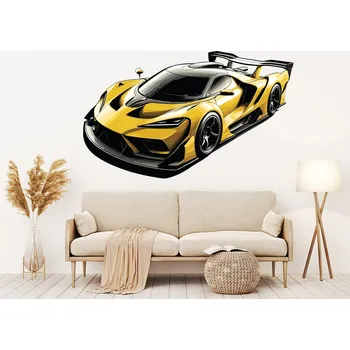 Samolepící dekorace Žlutý supersport samolepka na zeď arch 47 x 28 cm