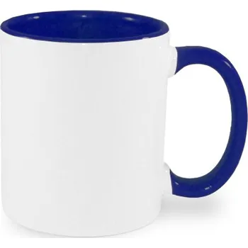 Bílý hrnek FUNNY 330 ml JS Coatings barevným vnitřkem a uchem - modrý sublimace termotransfer