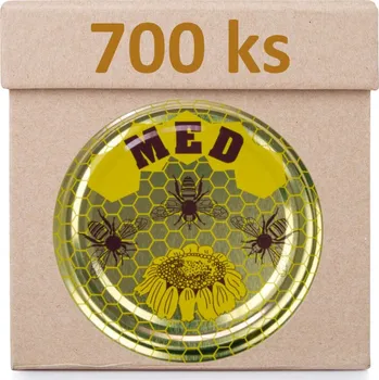 Víčko na sklenici TO 82 - Zlaté - 3 včely na slunečnici Krabice 700 ks