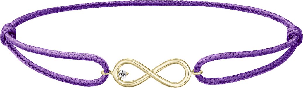 Tiami Provázkový náramek Infinity ze žlutého zlata s diamantem Šnůrkové náramky: fialový