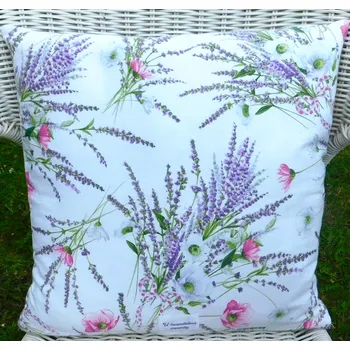 Povlak na dekorativní polštářek Povlak na polštářek LEVANDULE S LUČNÍM KVÍTÍM
