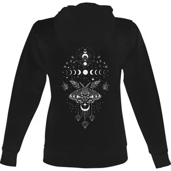 Dámská mikina Dámská mikina s kapucí s potiskem BOHO můra a diamanty dámské