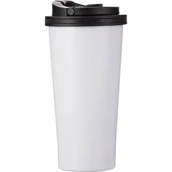 Termohrnek Termohrnek 480 ml kónický s černým víčkem - bílý sublimace termotransfer