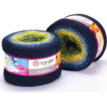 Příze Yarn Art příze Flowers 250 světle hnědá, zelená, žlutá, modrá