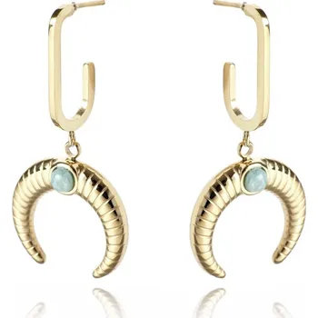 Náušnice Flamenco Mystique Pozlacené náušnice z chirurgické oceli, světlé zlato, 2 x 4,5 cm