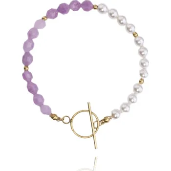 Náramek Flamenco Mystique Náramek z chirurgické oceli pokrytý 14 karátovým zlatem, světle zlatá, 17 cm