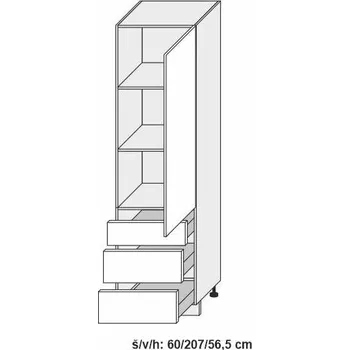 Kuchyňská skříňka kuchyňská skříňka dolní vysoká SIGNUM BÍLÁ D14/DP/60/207 - 3M - lava
