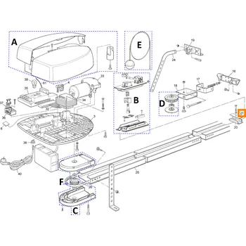 Pohon brány PMD1536.4610 část koncového dorazu dráhy pohonu vrat Nice Spin