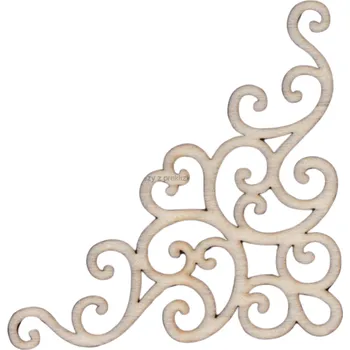 Dřevěná hračka Dřevěný výřez z překližky, ROHOVÝ FILIGRÁNEK, 8x8cm, 1ks