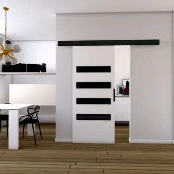 Interiérové dveře Posuvné dveře STANDART MIX F90, Bílá/Černá