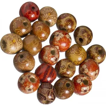 Dětské navlékací korálky Korálky dřevěné velké malované mix, 15 mm (10 ks)