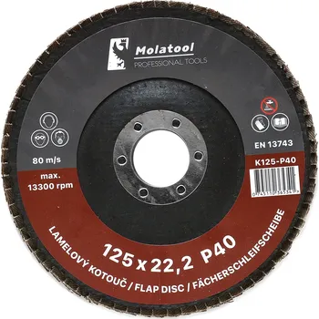 Brusný kotouč Lamelový brusný kotouč Molatool Korund 125 mm P40