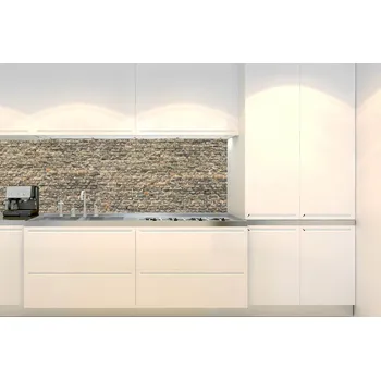 Tapeta DIMEX | Fototapeta do kuchyně Stará cihlová zeď KI-180-254 | 180 x 60 cm | hnědá, béžová, šedá + Samolepicí fototapeta za kuchyňskou linku DIMEX Stará cihlová zeď v šíři 180 cm