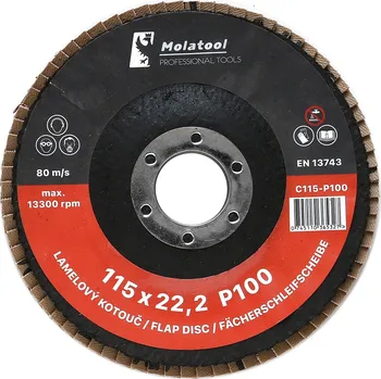 Brusný kotouč Lamelový brusný kotouč Molatool Keramický 115 mm P100