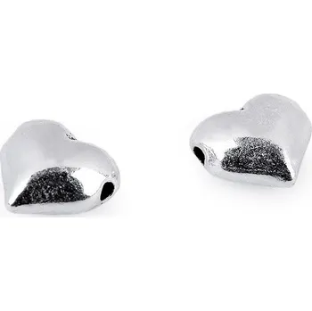 Kovový korálek srdce 8x8 mm - stříbrná (100 ks)