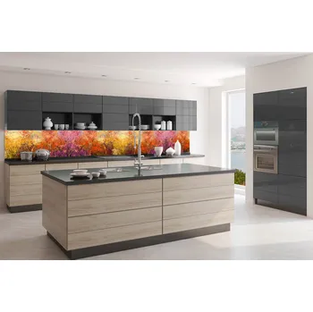 Fototapeta DIMEX | Fototapeta do kuchyně Barevné květinové pozadí KI-350-211 | 350 x 60 cm | vícebarevná, růžová, fialová, žlutá, oranžová + Samolepicí fototapeta za kuchyňskou linku DIMEX Barevné květinové pozadí v šíři 350 cm