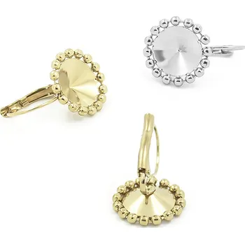 Materiál na výrobu šperku Mechanické náušnice rivoli s řetízkem - 1Ks - 12mm / Nerez SL