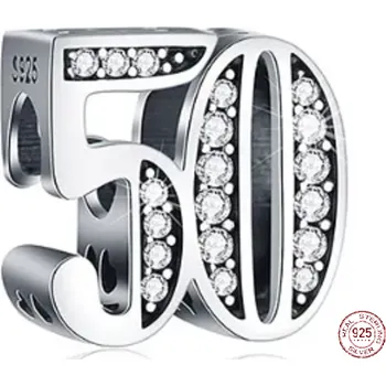 Přívěsek Charm Sterlingové stříbro 925 50 výročí, korálek na náramek