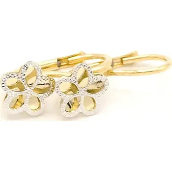 Náušnice Zlaté náušnice kytky se zdobením dvě barvy zlata 1,75g