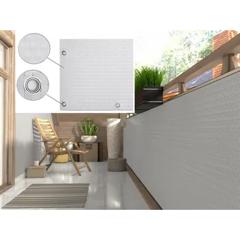 Krycí plachta Balkonová ratanová zástěna s očky MALMO, bílá, výška 90 cm šířka různé rozměry 1300 g/m2 MyBestHome Rozměr: 90x100 cm