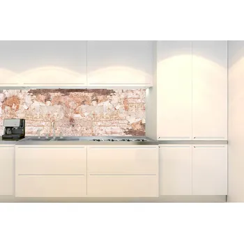 Tapeta DIMEX | Fototapeta do kuchyně Fragment stěny s trhlinami KI-180-265 | 180 x 60 cm | bílá, šedá, hnědá + Samolepicí fototapeta za kuchyňskou linku DIMEX Fragment stěny s trhlinami v šíři 180 cm