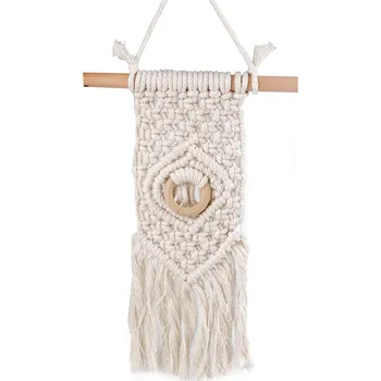 Drhaná dekorace macrame k zavěšení, barva 2 režná světlá
