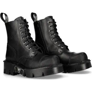 Pánská zimní obuv boty kožené unisex - CRUST NEGRO - NEW ROCK - M.NEWMIILI083-S19 - 37