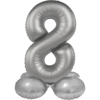Folat Balónek fóliový samostojný číslo 8 Měsíční stříbro, saténový lesk 41 cm