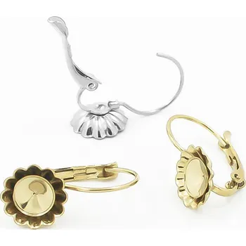 Materiál na výrobu šperku Náušnice z chirurgické oceli s rivoli lůžkem 6mm - 17 mm / Nerez SL