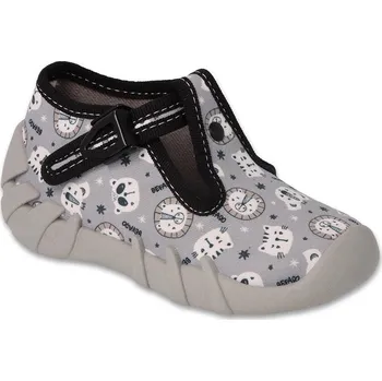 Dívčí bačkory Bačkůrky papučky botičky Befado 110N488 šedé se zvířátky, na přezku velikost: 25