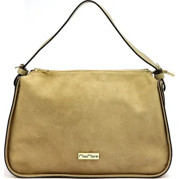 Kožená kufříková kabelka MiaMore 01-066 tmavě béžová