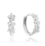 MINET Náušnice z bílého zlata kytičky s bílými zirkony JMG0111WSE01