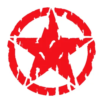 Samolepící dekorace SAMOLEPKA Hvězda Army 010 potrhaná (10 - červená) NA AUTO, NÁLEPKA, FÓLIE, POLEP, TUNING, VLASTNÍ TEXT, TISK, AUTOSAMOLEPKY.cz, POLEPY, OBRÁZEK, LOGO, SAMOLEPKY