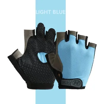 Chránič rukou Prodyšné poloprstové sportovní rukavice protiskluzové - Obyčejná světle modrá,M
