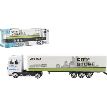 autíčko Teddies Kamion s návěsem 19cm kov/plast na volný chod 4 barvy v krabičce 20x6x4cm