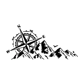 Samolepící dekorace SAMOLEPKA Krajina hory 043 levá s kompasem (01 - černá) NA AUTO, NÁLEPKA, FÓLIE, POLEP, TUNING, VLASTNÍ TEXT, TISK, AUTOSAMOLEPKY.cz, POLEPY, OBRÁZEK, LOGO, SAMOLEPKY