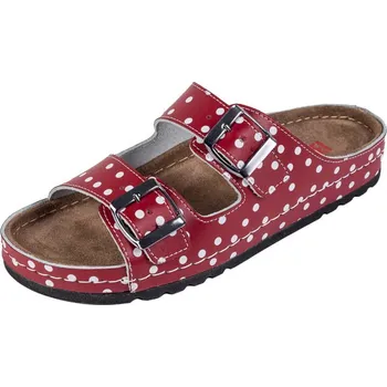 Dámské pantofle Buxa Dámské kožené pantofle BZ110 - červená s bílým puntíkem Velikost: 37