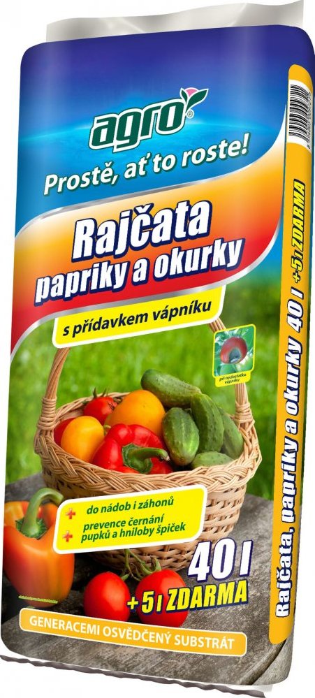 AGRO Substrát rajčata, papriky a okurky 45 l (00124A) s přídavkem vápníku